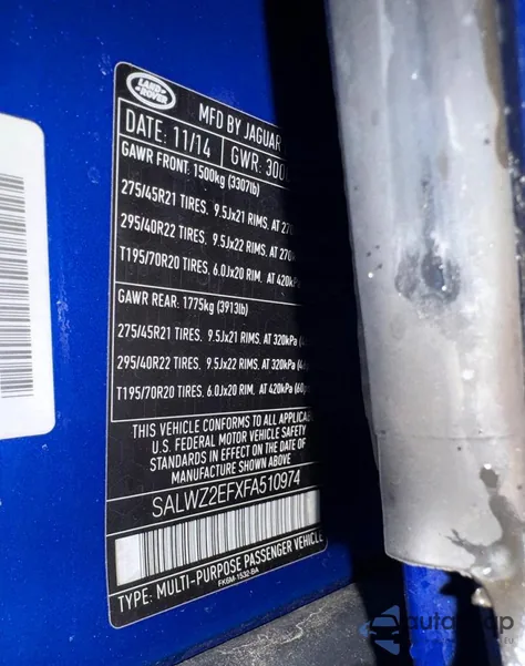 2015 Land Rover Range Rover Sport Svr z USA, uszkodzony, nr VIN SALWZ2EFXFA510974